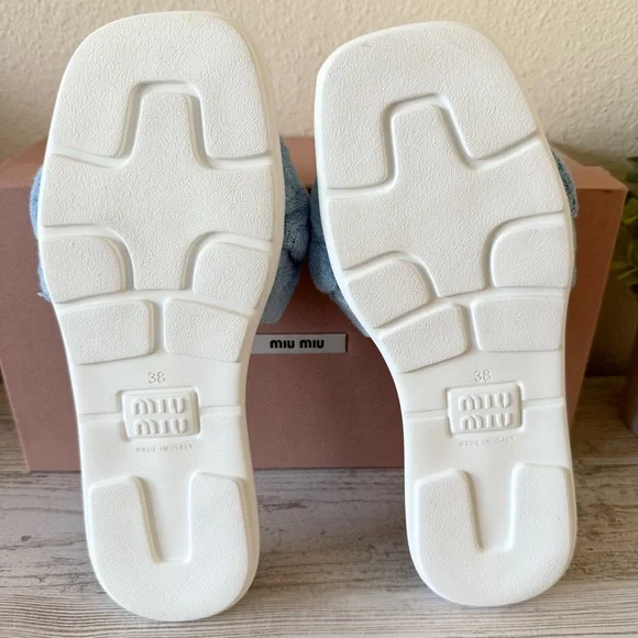 New Miu Miu Calzature Donna terry cloth slide sandals size 38, US 8